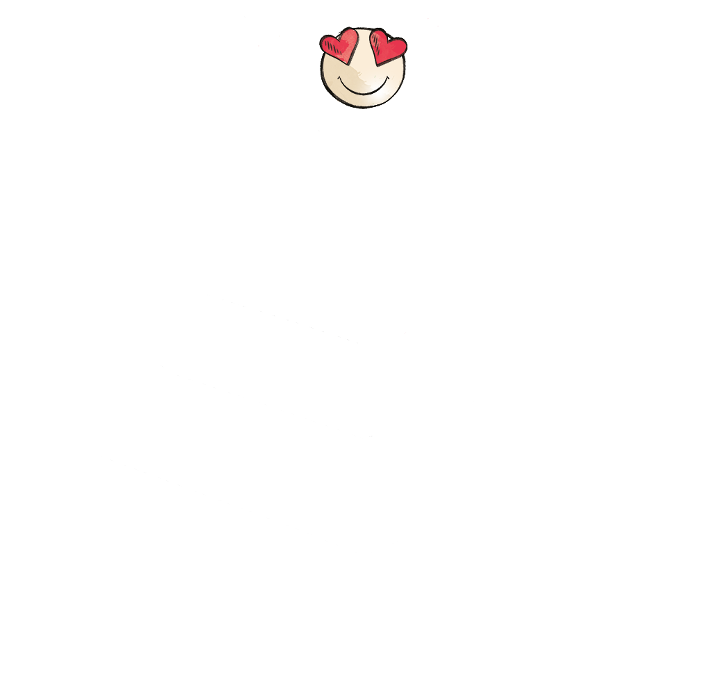 Émoticon tête avec les yeux en forme de coeur