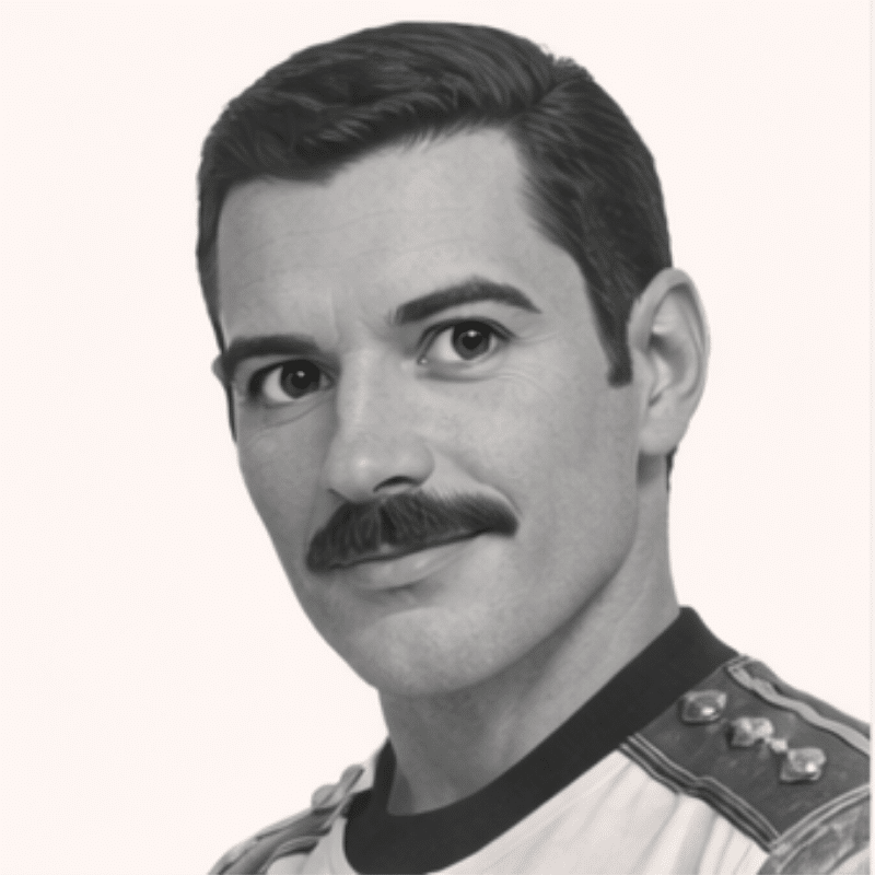 Portrait of a man with dark hair and a mustache in a ceremonial military-style uniform, facing slightly left.