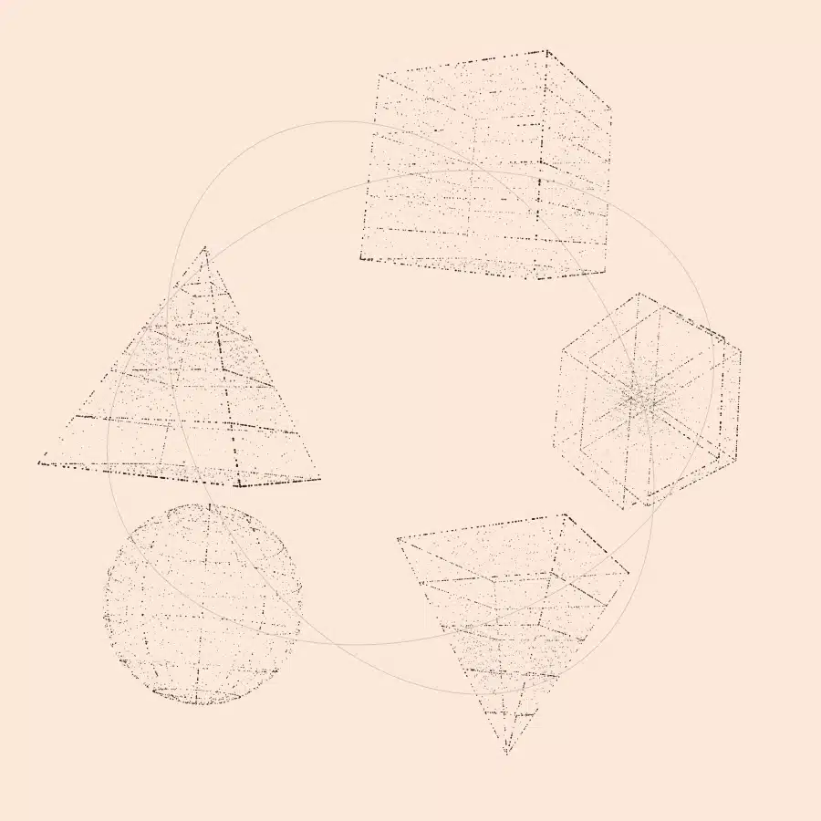 Les cinq piliers Impact³ en nuages de points : maturité, stratégie, organisation, projets et développement individuel.